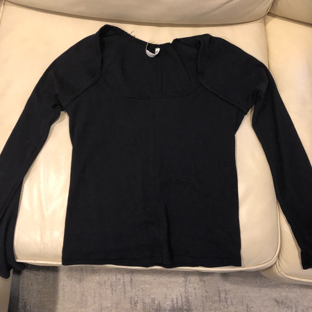 Free people long sleeve square neck ribbed t-shirt